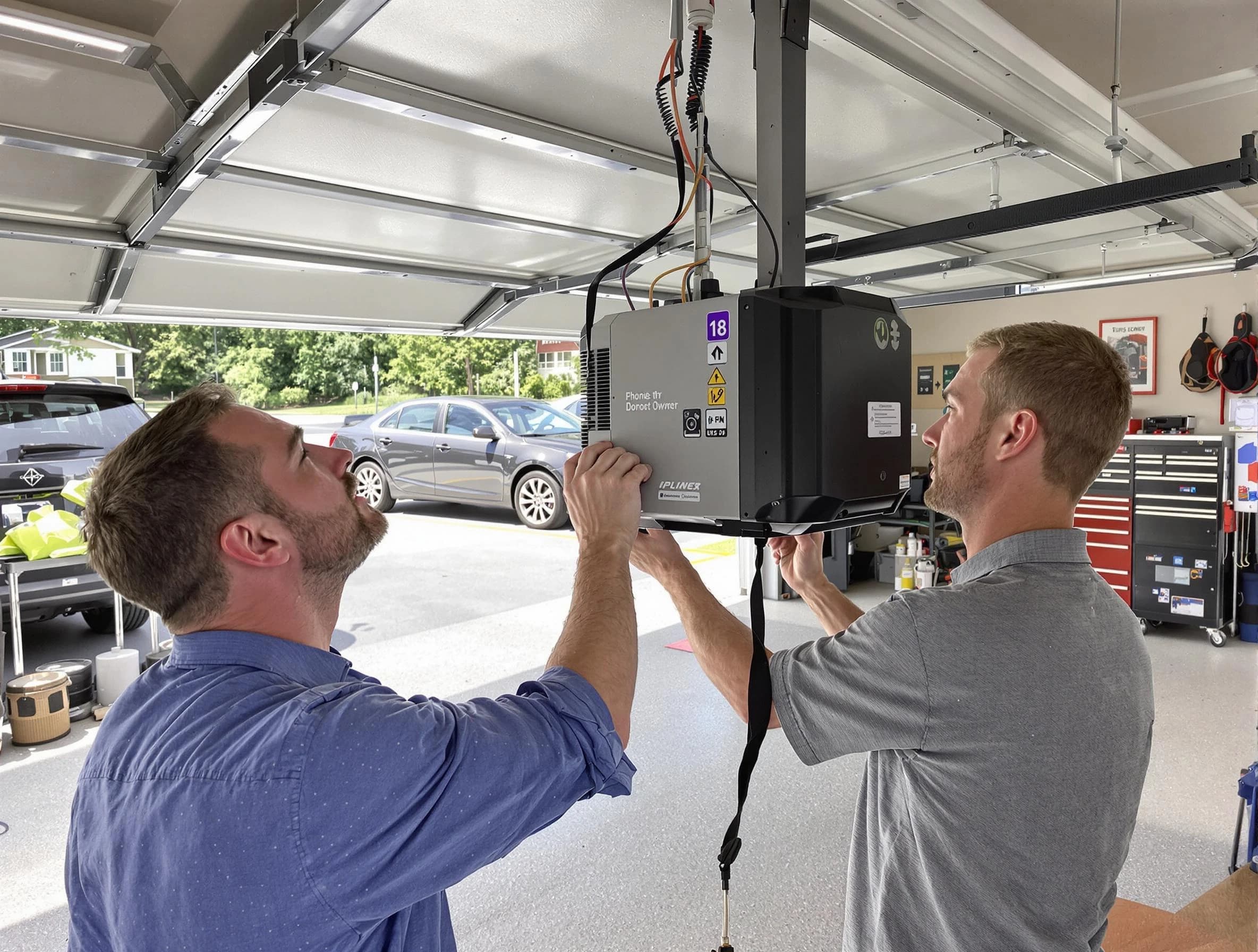 Temecula Garage Door Repair technician installing garage door opener in Temecula