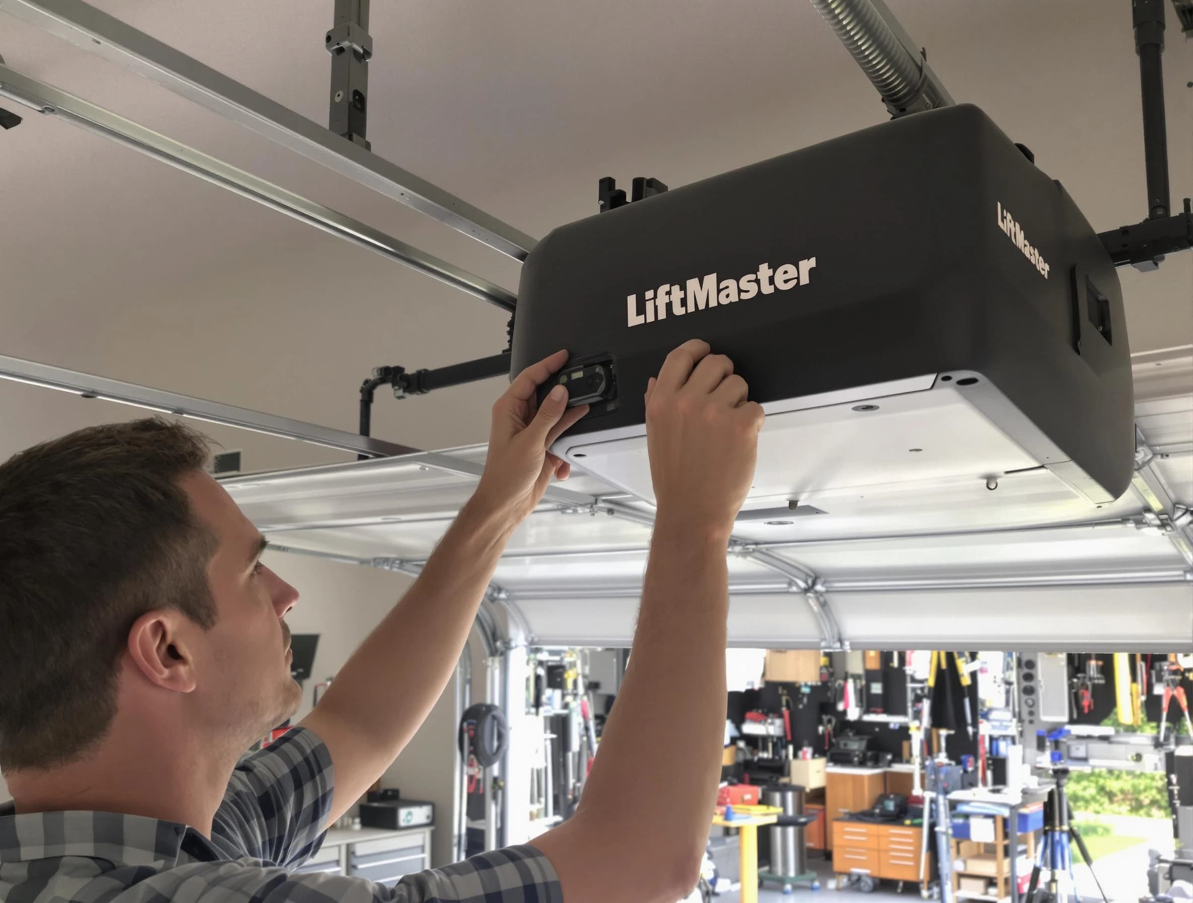 Temecula Garage Door Repair technician repairing garage door opener in Temecula