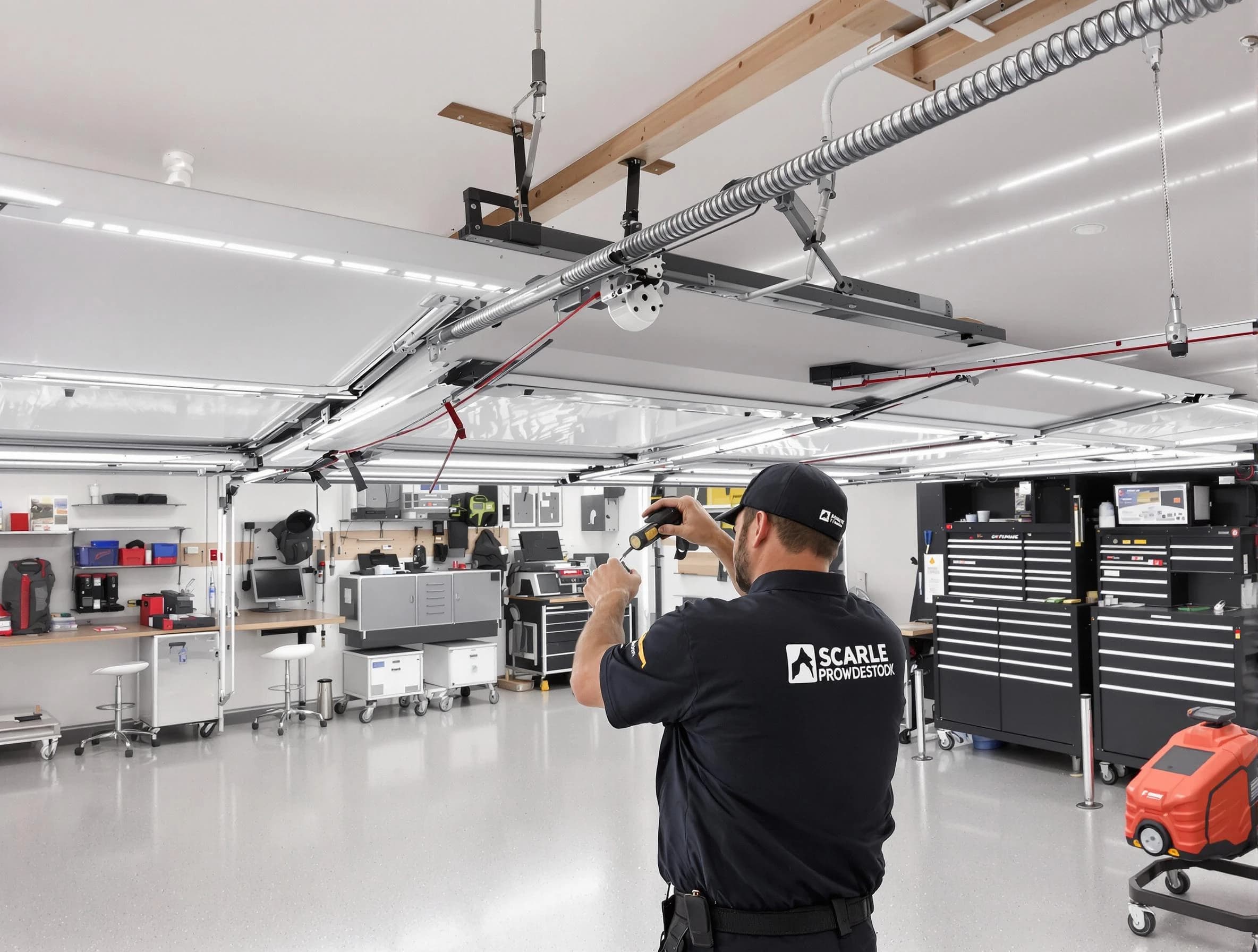 Temecula Garage Door Repair technician repairing overhead garage door in Temecula