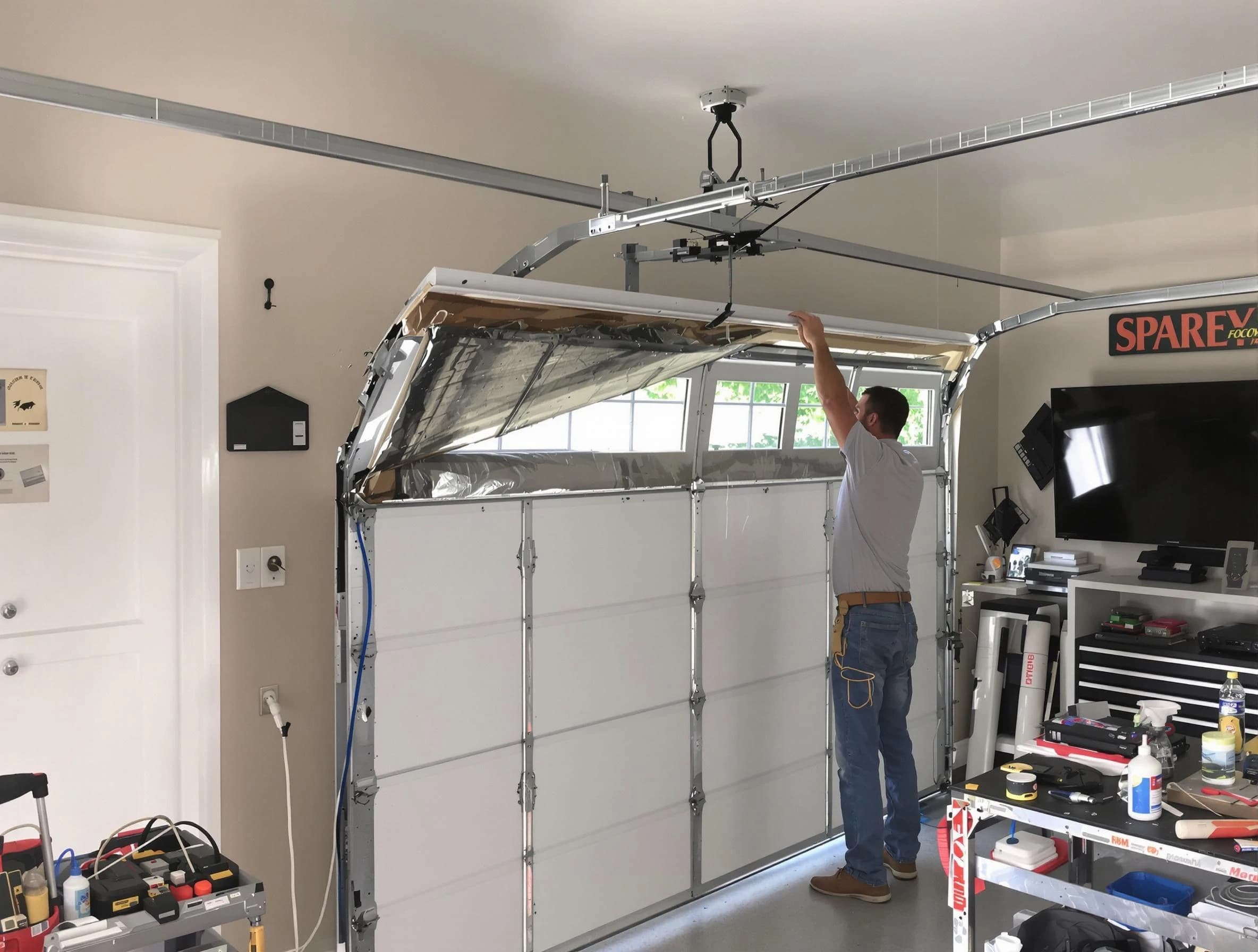 Garage door section replacement by Temecula Garage Door Repair in Temecula