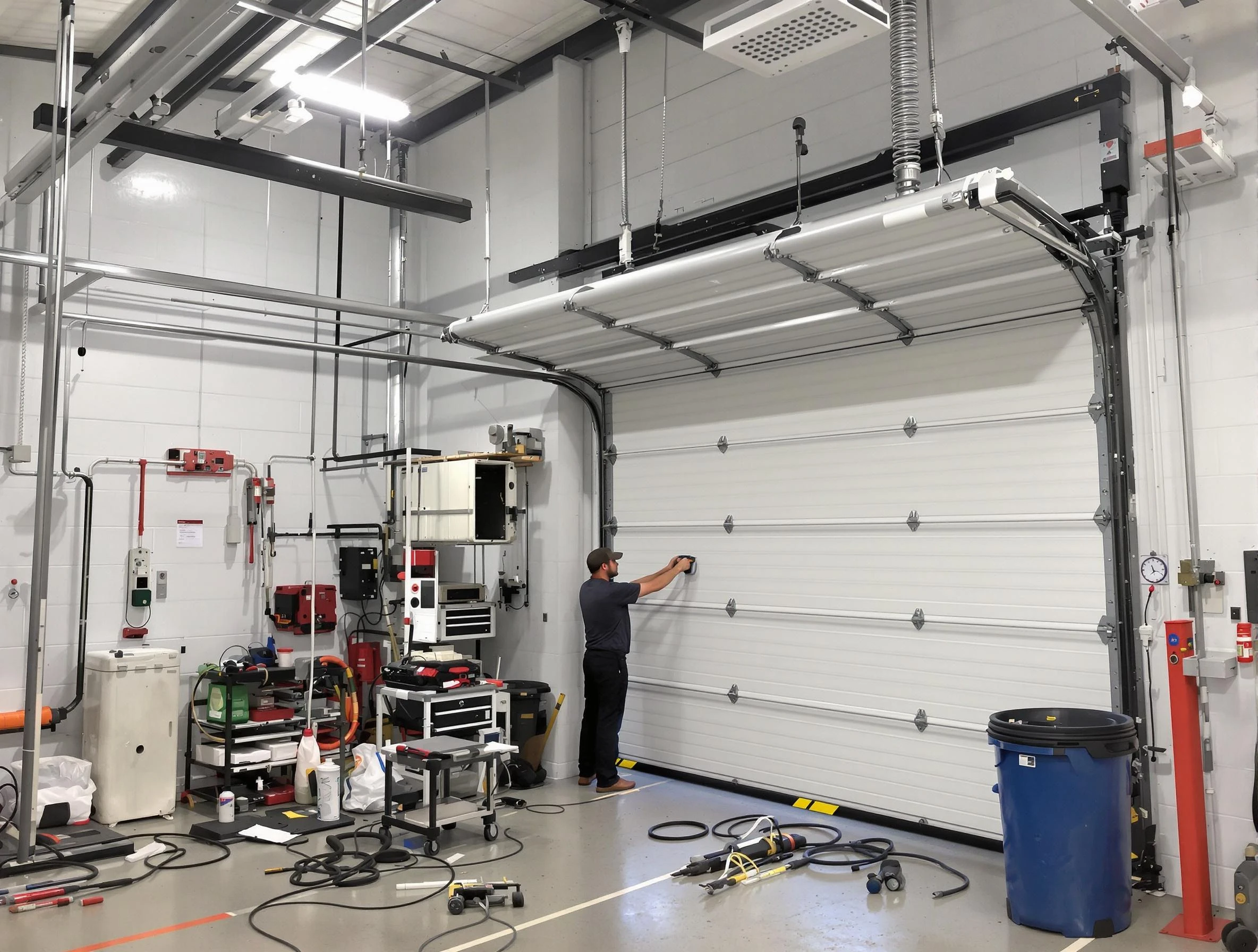 Temecula Garage Door Repair certified technician performing commercial door repair at a Temecula business facility