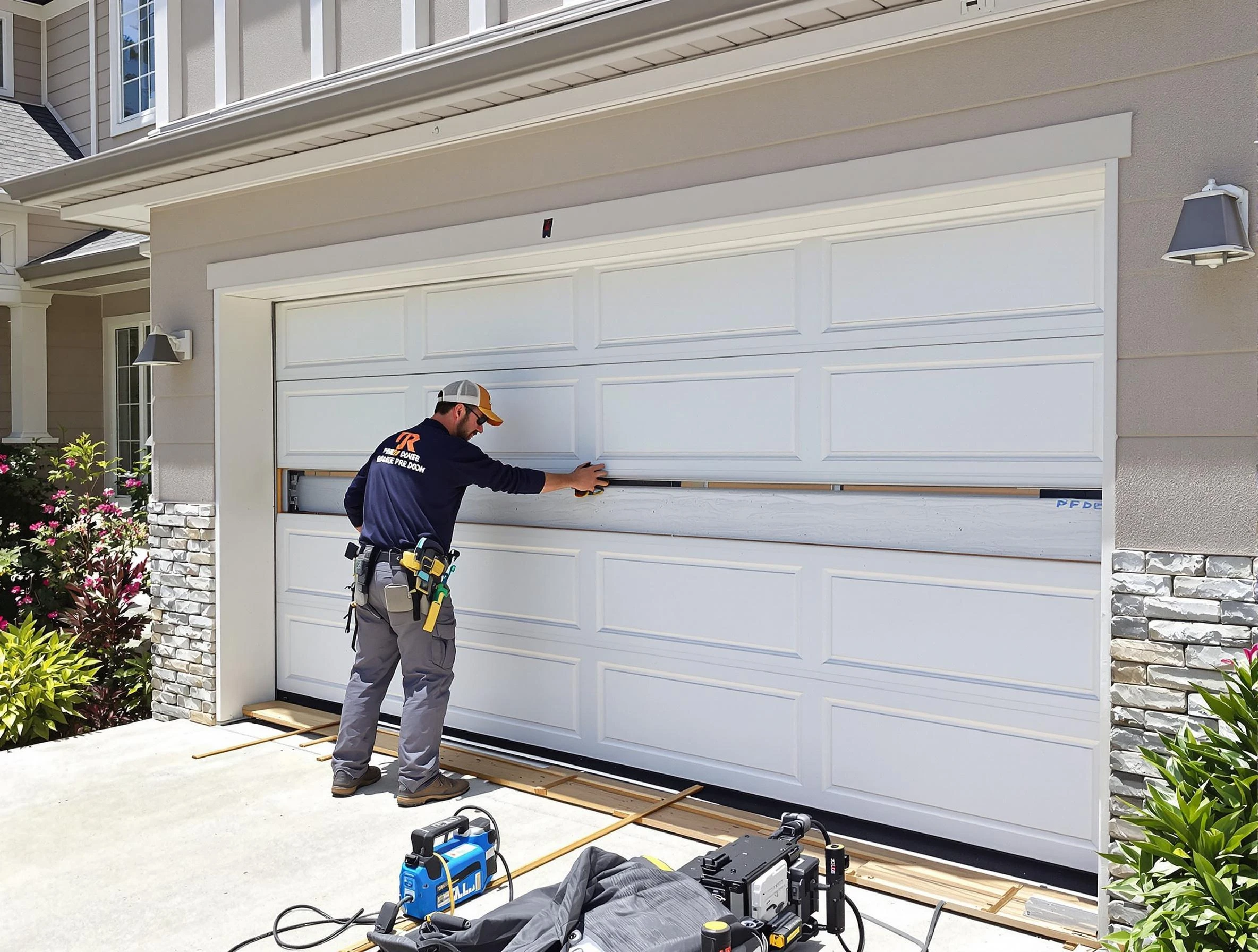 Temecula Garage Door Repair team performing complete garage door replacement at Temecula residence