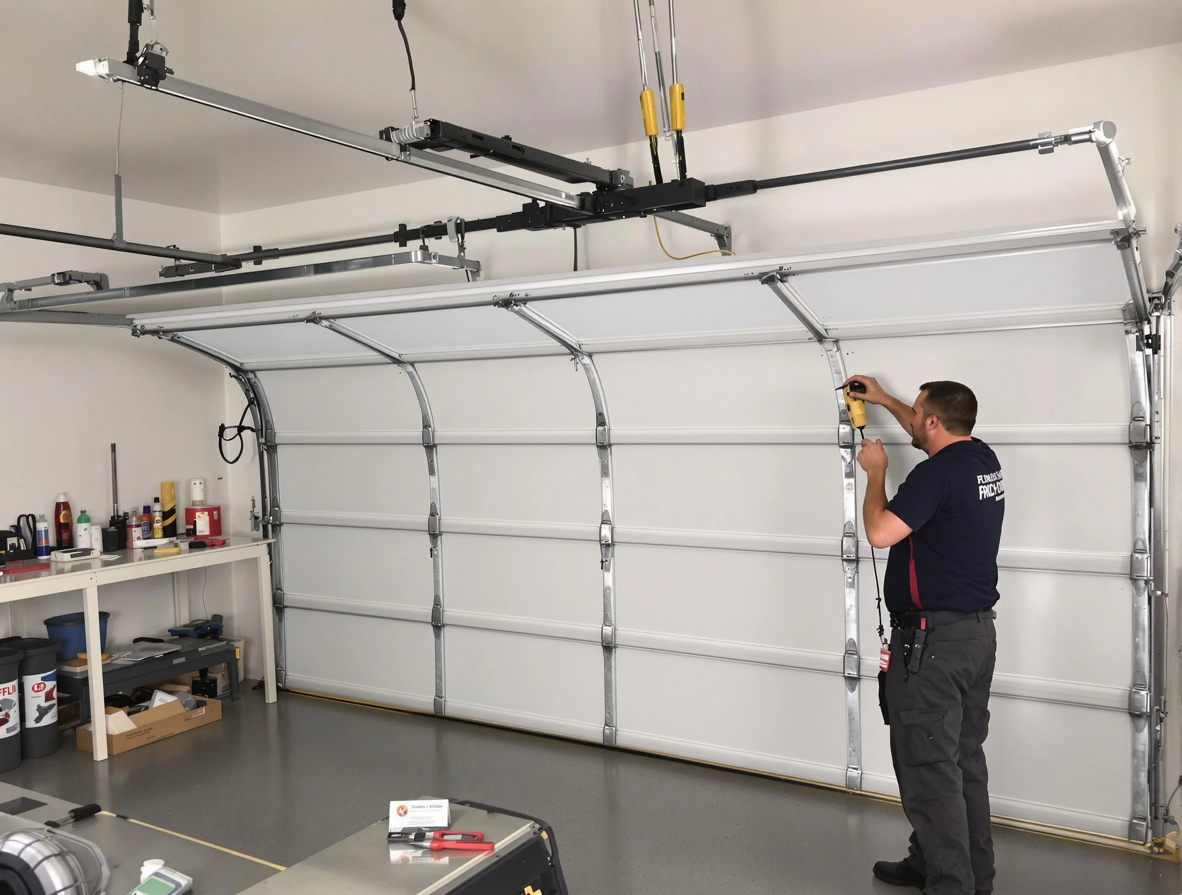 Temecula Garage Door Repair certified technician performing overhead door system repair in Temecula