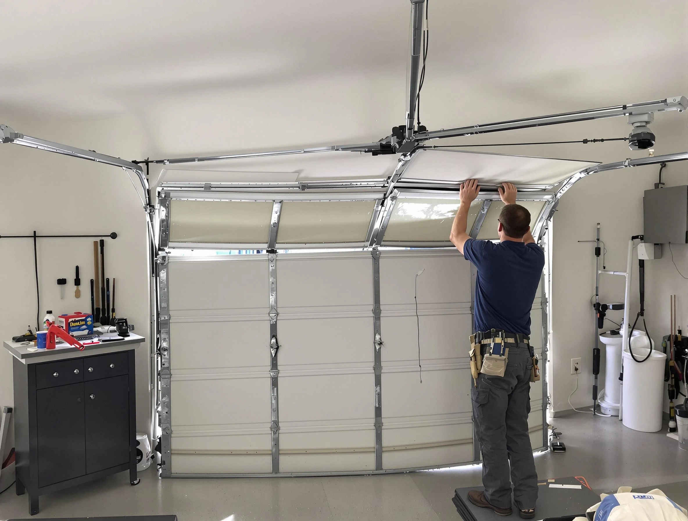 Temecula Garage Door Repair specialist performing precise section replacement on Temecula garage door
